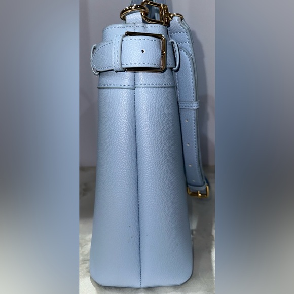 Anne Klein Women's Cloud Blue Large Belted Satchel With Convertible Strap - Picture 4 of 11